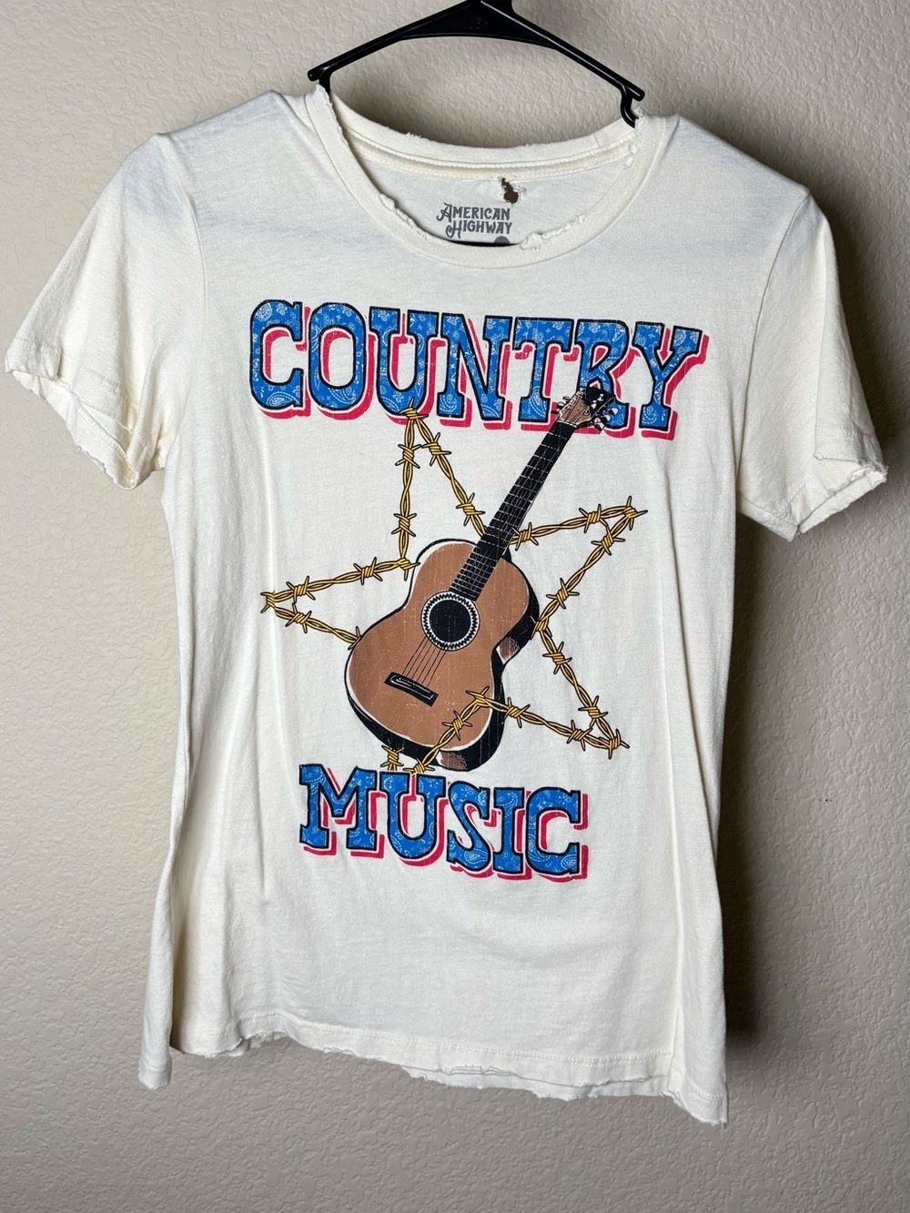 American Highway Cream Country Music Distressed Graphic Tee